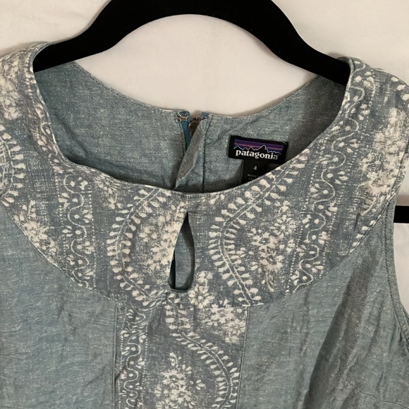 Patagonia: Blue/white floral patterned denim dress- Hemp/cotton blend- size 4 - Picture 8 of 13